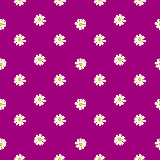 Motivo camomilla senza cuciture in stile a mano libera. fiori di primavera su sfondo colorato. illustrazione vettoriale per stampe tessili, tessuti, striscioni, sfondi e sfondi.