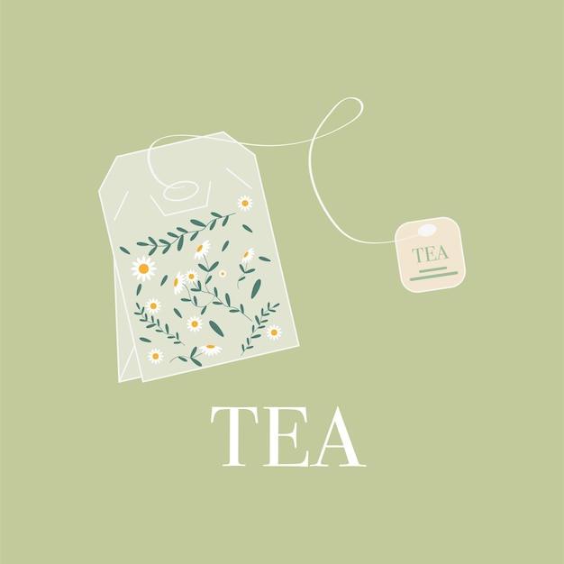 Chamomile tea bags. vector graphics