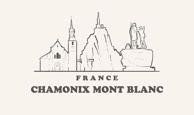 Chamonix mont blanc skyline mooie illustratie