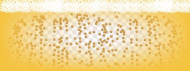 Champagne background with bubbles foam on a transparent background realistic vector