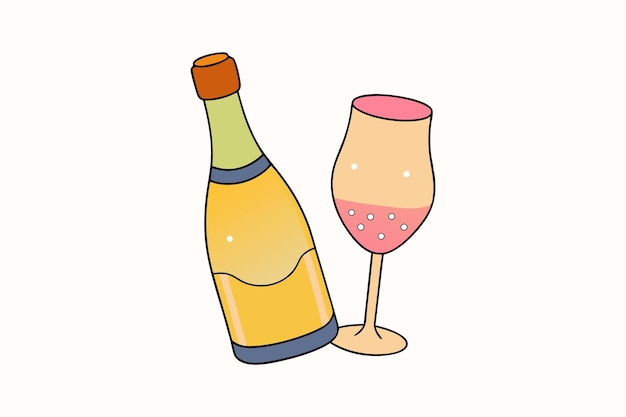 champagne bottle and glass