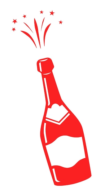 Champagne bottle illustration isolated christmas vector flat icon