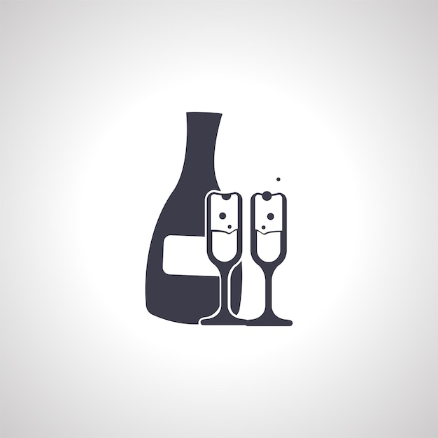 Champagne bottle with champagne flute icon champagne bottle icon