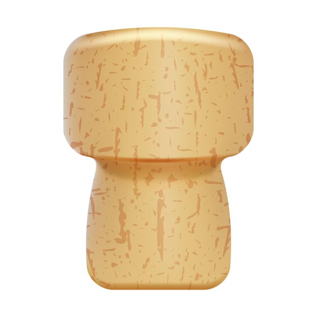 Vector champagne cork made of cork wood with texture isolated on a white background