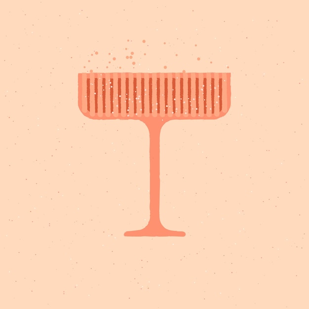 Бокал для десерта шампанского с пузырьками Розовое вино Векторная иллюстрация плоской текстуры