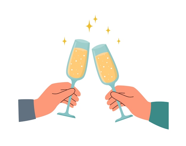 Champagne fluiten twee in de handen