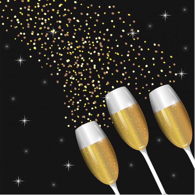 Champagne-glas met sterren om vakantie te vieren
