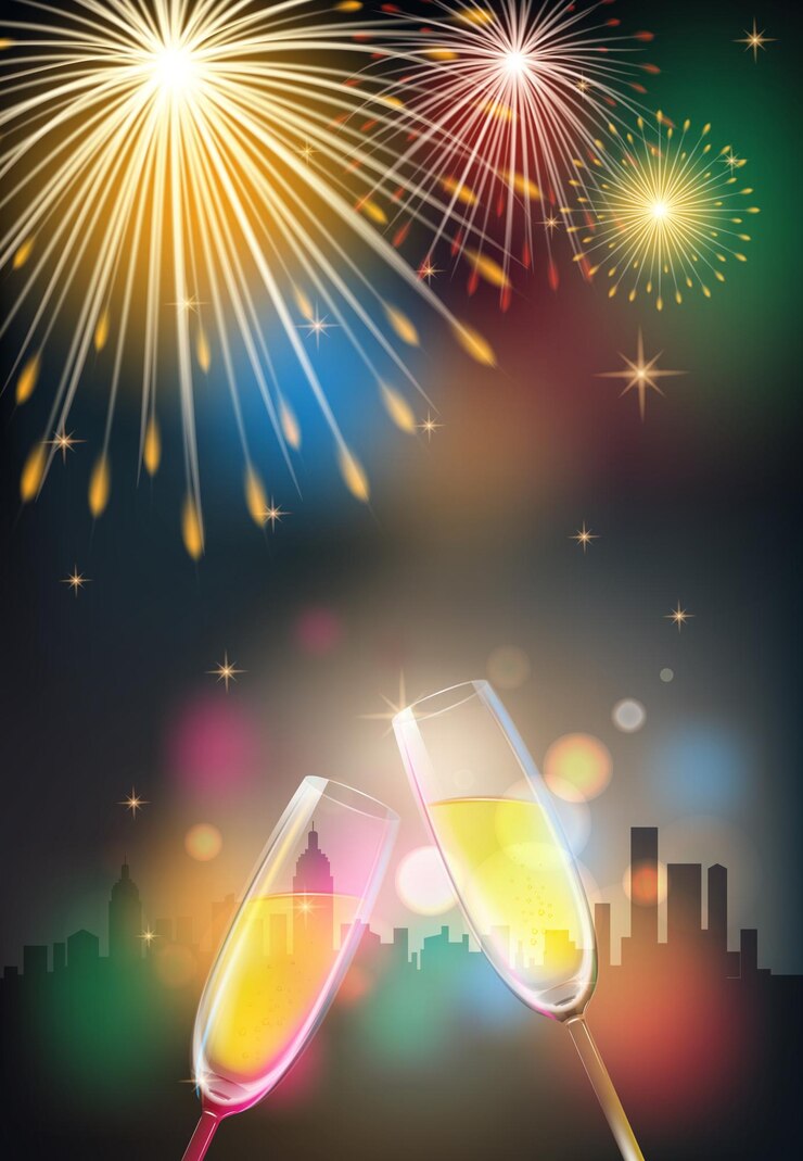 Vector champagne glasses with sparklers vector illustration background