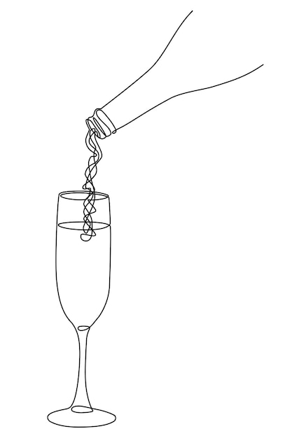 Champagne is poured into glass vector illustration