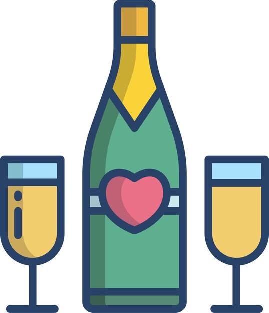 Champagne linear color illustration