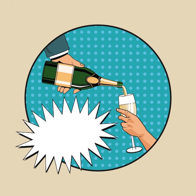 Champagne toast pop art