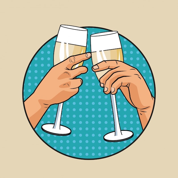 Champagne toast pop art