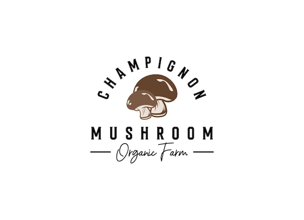 champignon boerderij logo vintage vector illustratie ontwerp, champignon paddestoel logo ontwerp