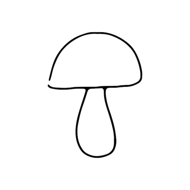 Champignonpaddestoelen schattig hand getrokken doodle lijntekeningen vector illustratie voedselingrediënt