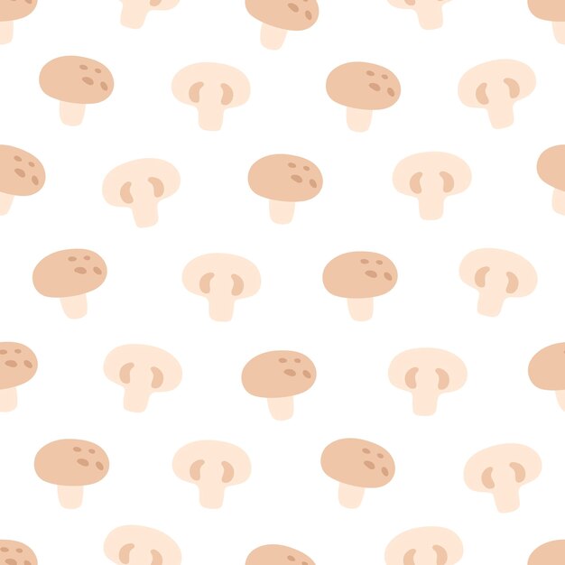 Vector champignons, paddestoelen naadloos patroon. platte, handgetekende textuur voor behang, textiel, stof,