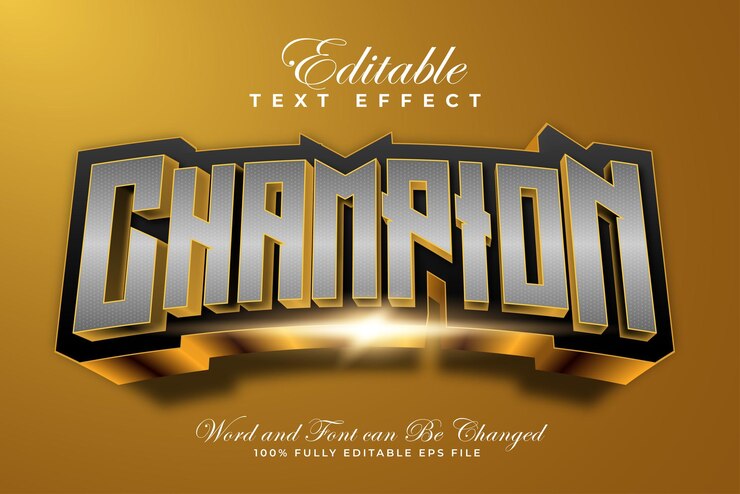 Vector champion 3d editable text effect