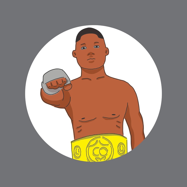 Vector champion boxer clenching fist in hand-drawn style