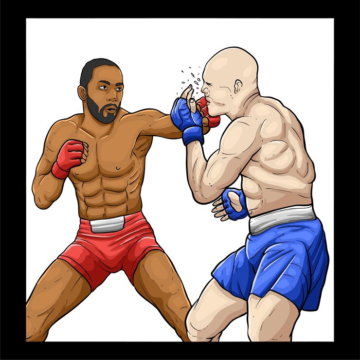 Vector champion fighting people illustration