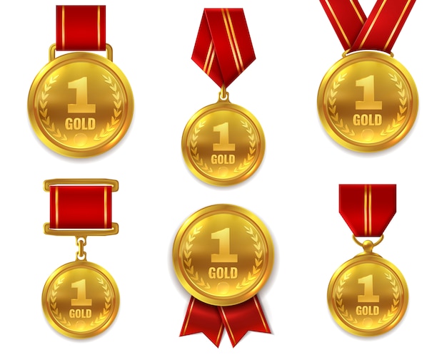 Vector champion gold medals set