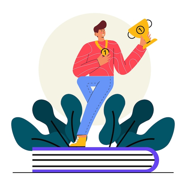 Вектор Чемпион в классе flat illustration