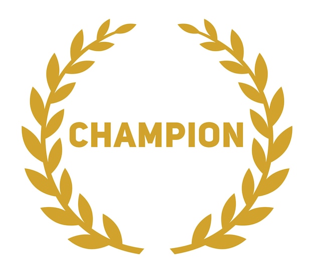 Вектор Лавровый венок чемпиона. золотая эмблема в древнегреческом стиле, изолированные на белом фоне