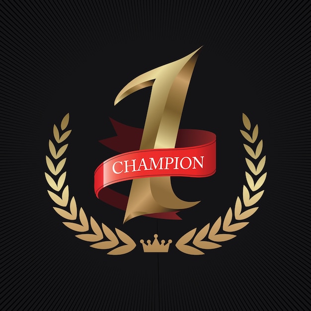 Vector champion, number one gold with red ribbon