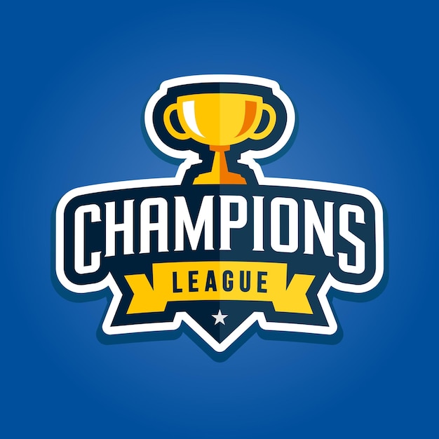 Grafica del distintivo dell'emblema della champion sports league con trofeo