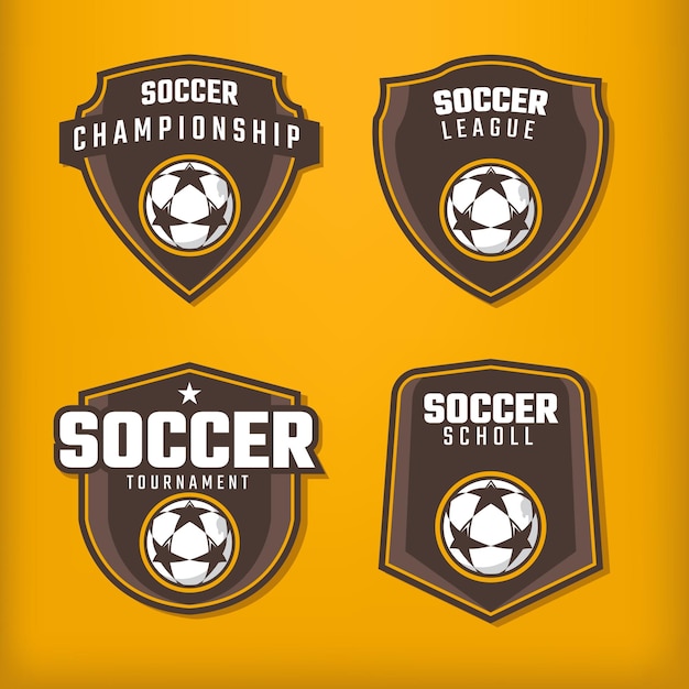 Champion sports league set logo emblem on a yellow background