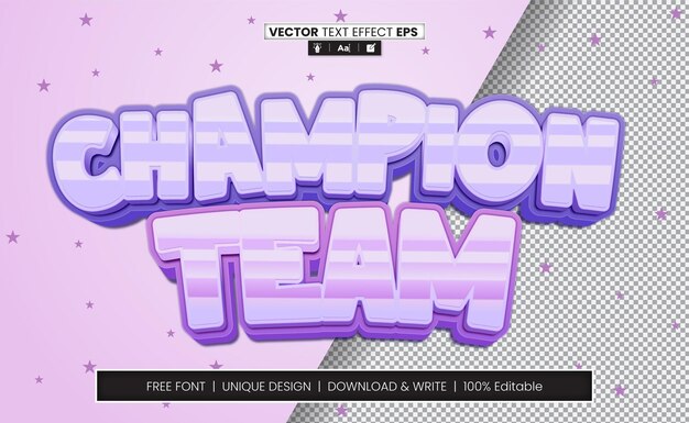 Champion Team 3D Text Effect Fully Editable