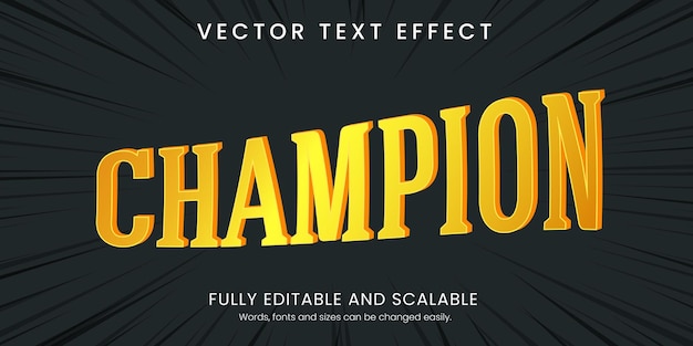 Текстовый эффект Champion 3D-стиль, полностью редактируемый, с абстрактным черным фоном