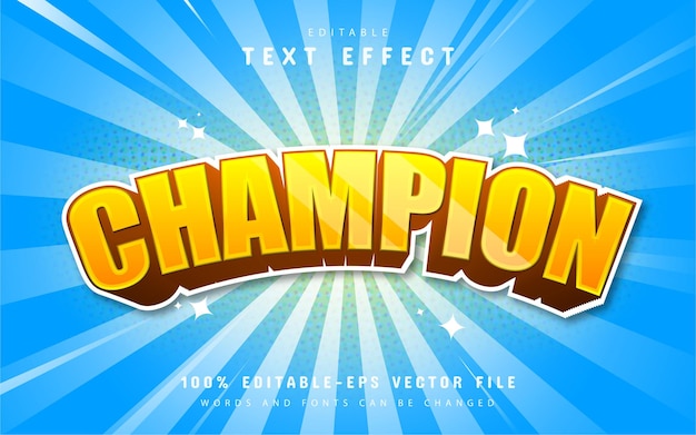 Champion text effect cartoon style
