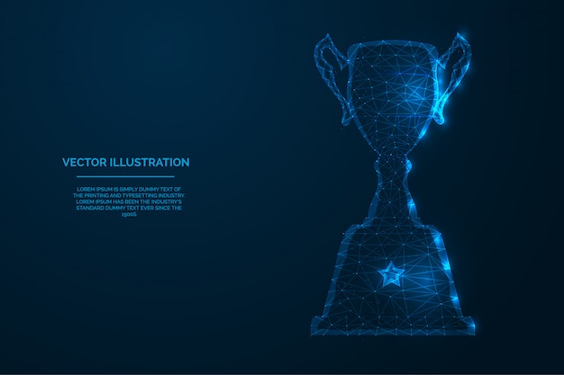 Champion trophy cup abstract low polygonal  illustration - Award for winning sports.