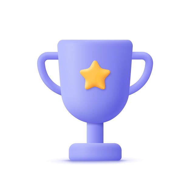 Vector champion trophy cup with gold star winner prize sport award success concept 3d vector icon cartoon minimal style