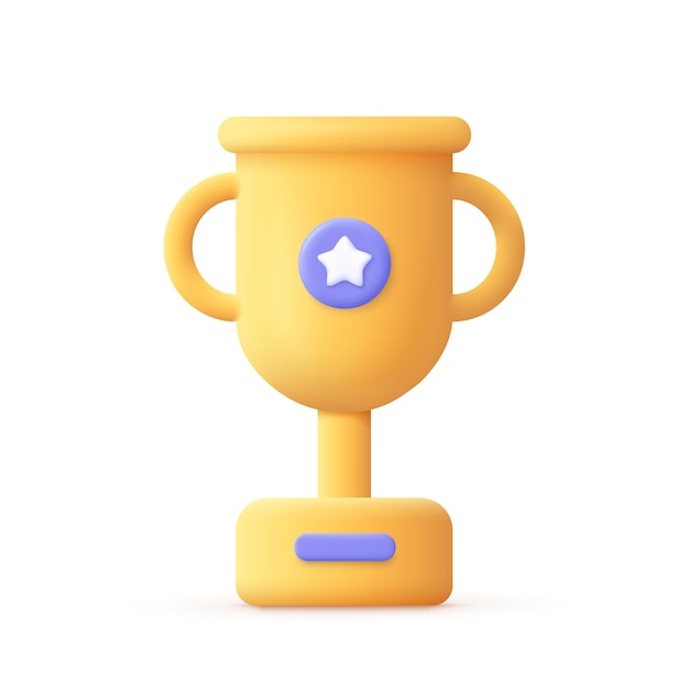 Champion trophy gold cup Winner prize sport award success concept 3d vector icon