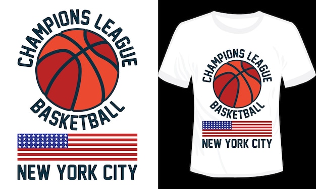 Champions League basketbal tshirt ontwerp New York City typografie