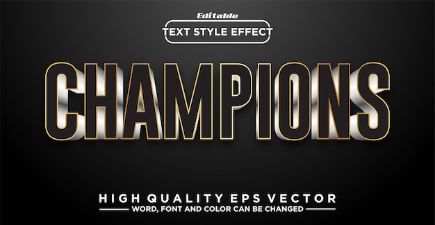 Vector champions text style effect editable