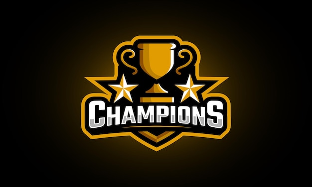 Vector champions trophy-logo met ster voor kampioenschap