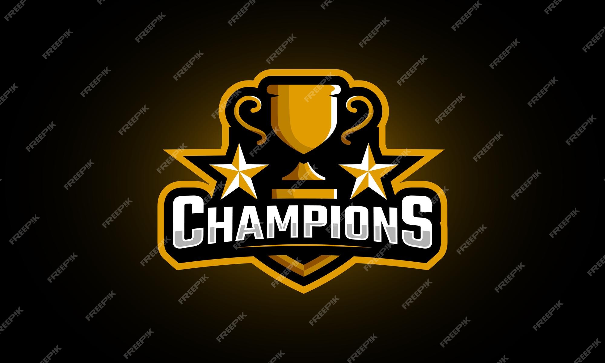 Premium Vector  Champions trophy logo with star for championship