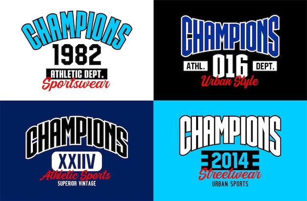 Design tipografico vintage champions per magliette