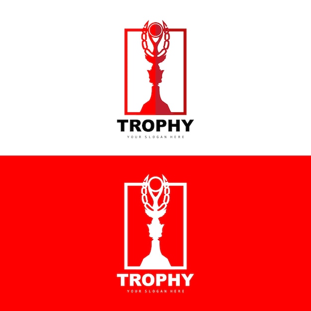 Championship Trophy Logo Champion Award Winner Trophy Design Vector Icon Template