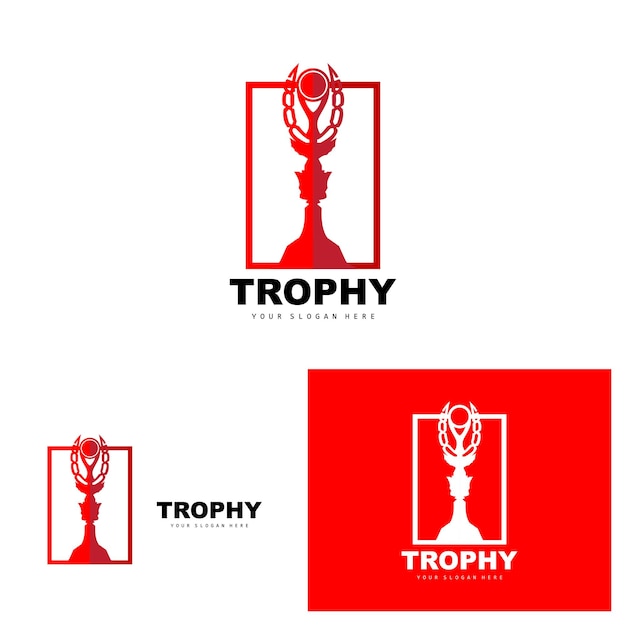 Championship Trophy Logo Champion Award Winner Trophy Design Vector Icon Template