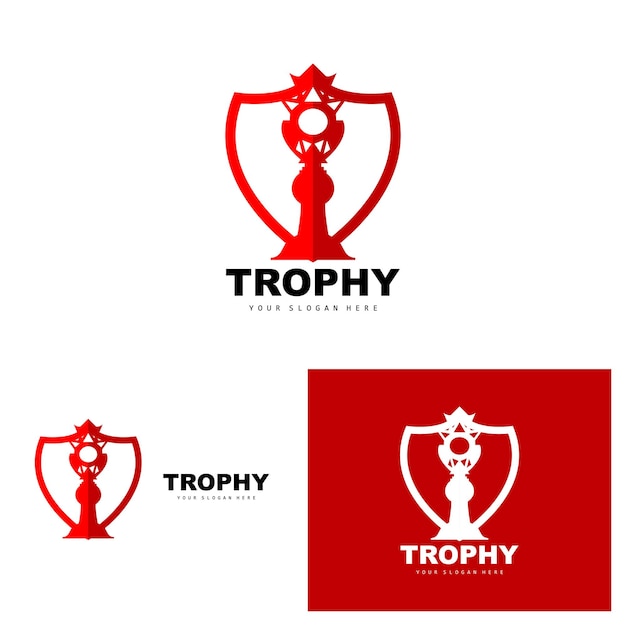 Championship Trophy Logo Champion Award Winner Trophy Design Vector Icon Template