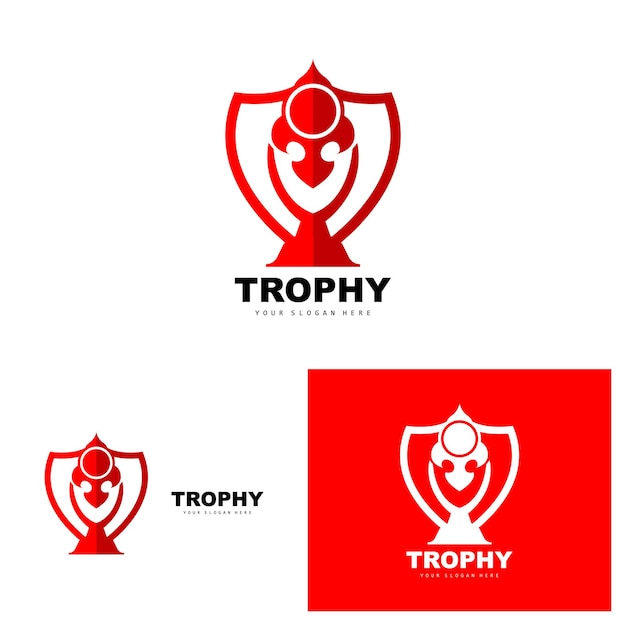 Championship Trophy Logo Champion Award Winner Trophy Design Vector Icon Template