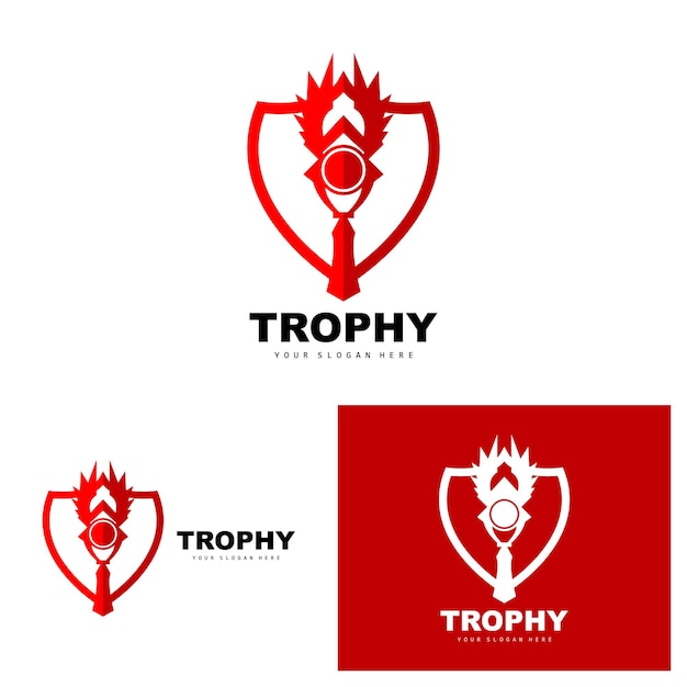Championship Trophy Logo Champion Award Winner Trophy Design Vector Icon Template