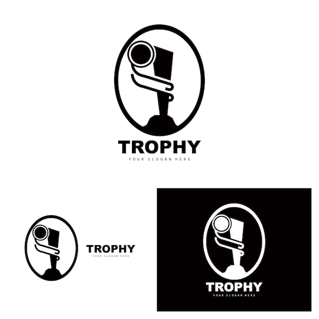 Championship Trophy Logo Champion Award Winner Trophy Design Vector Icon Template