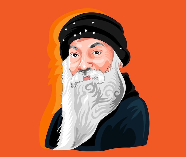 Vector chandra mohan jain osho rajneesh indiase religieuze leider