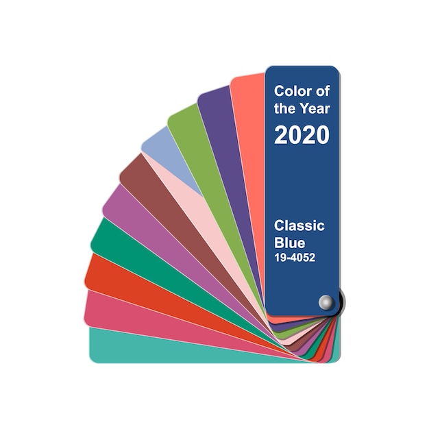 Change color of the year to 2020, classic blue trend colour palette sample swatch book guide