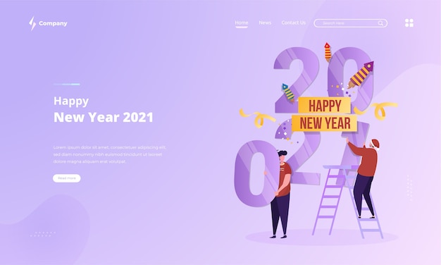 Change to the next new year illustration for greeting on landing page concept