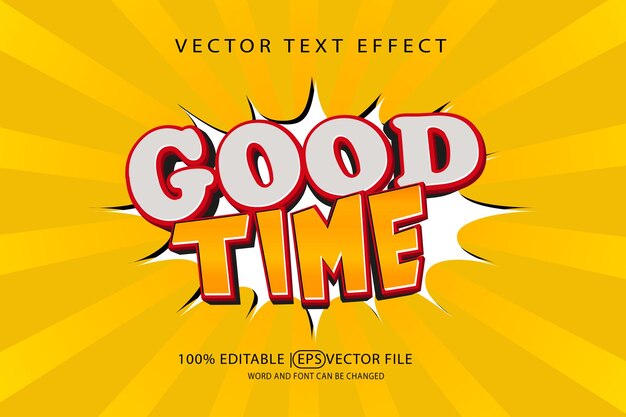 Changeable text effect Premium vector Good Time 3d Cartoon Cute template style