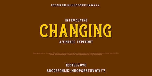 Cambiamento tipografia di carattere alfabeto vintage elegante carattere tipografico di design moderno